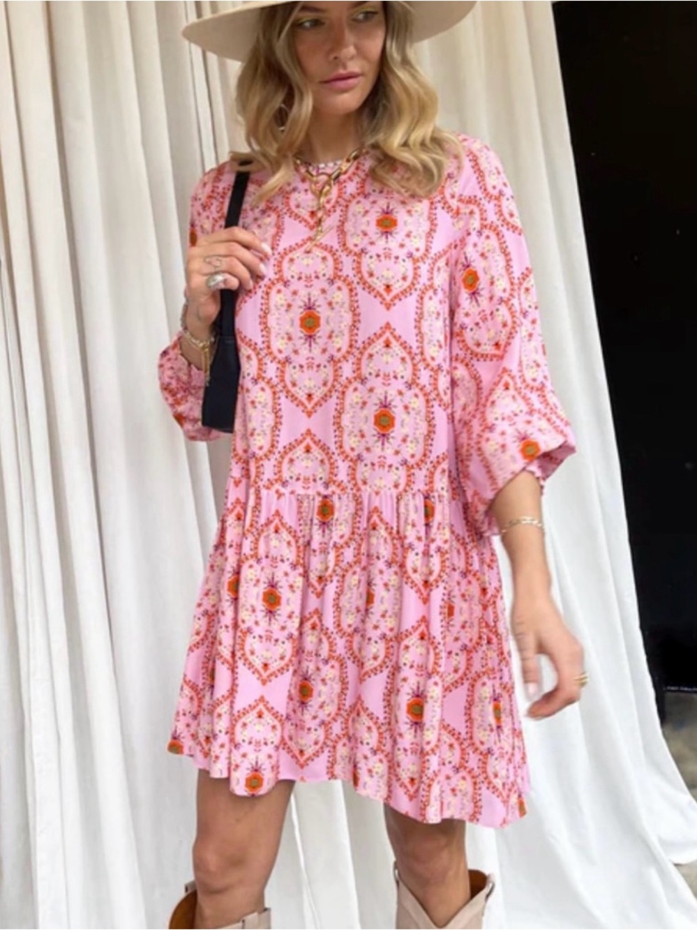 Never Fully Dressed Pink Florence Mini Dress Size 4 Pink Floral Oversized Preppy